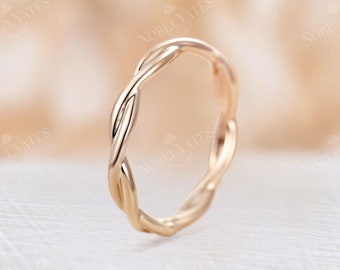 Infinity wedding band yellow gold simple band Twisted Delicate Unique full Twining infinity Bridal Dainty Stacking Promise ring anniversary