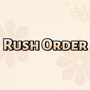 May include: A light beige graphic with the text RUSH ORDER in bold, dark-outlined letters. The background features faint, stylized floral and geometric shapes in a lighter shade. At the bottom, the text NYFINEJEWELRY is displayed in a dark bar.
