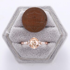 Pink morganite engagement ring oval cut ring cluster ring prong ring rose gold ring vintage ring art deco ring anniversary ring bridal ring image 6