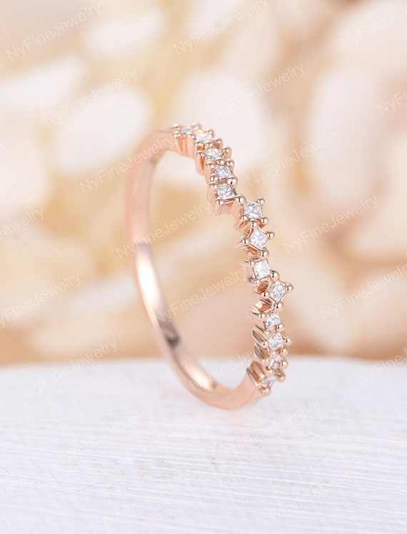 Princess cut rose gold promise ring hot sale