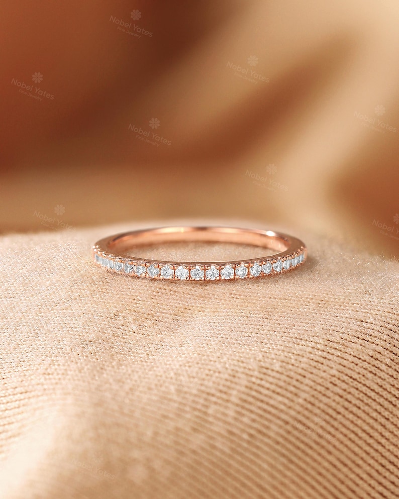 Vintage Marquise Lab-Grown Diamond Engagement Ring Set,Half Eternity Wedding Ring Set,2Pcs 18K Gold Ring,Halo Floral Design Ring Fiancé Ring image 11