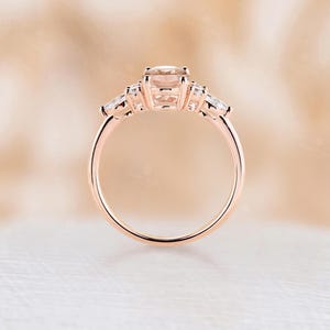 Pink morganite engagement ring oval cut ring cluster ring prong ring rose gold ring vintage ring art deco ring anniversary ring bridal ring image 5