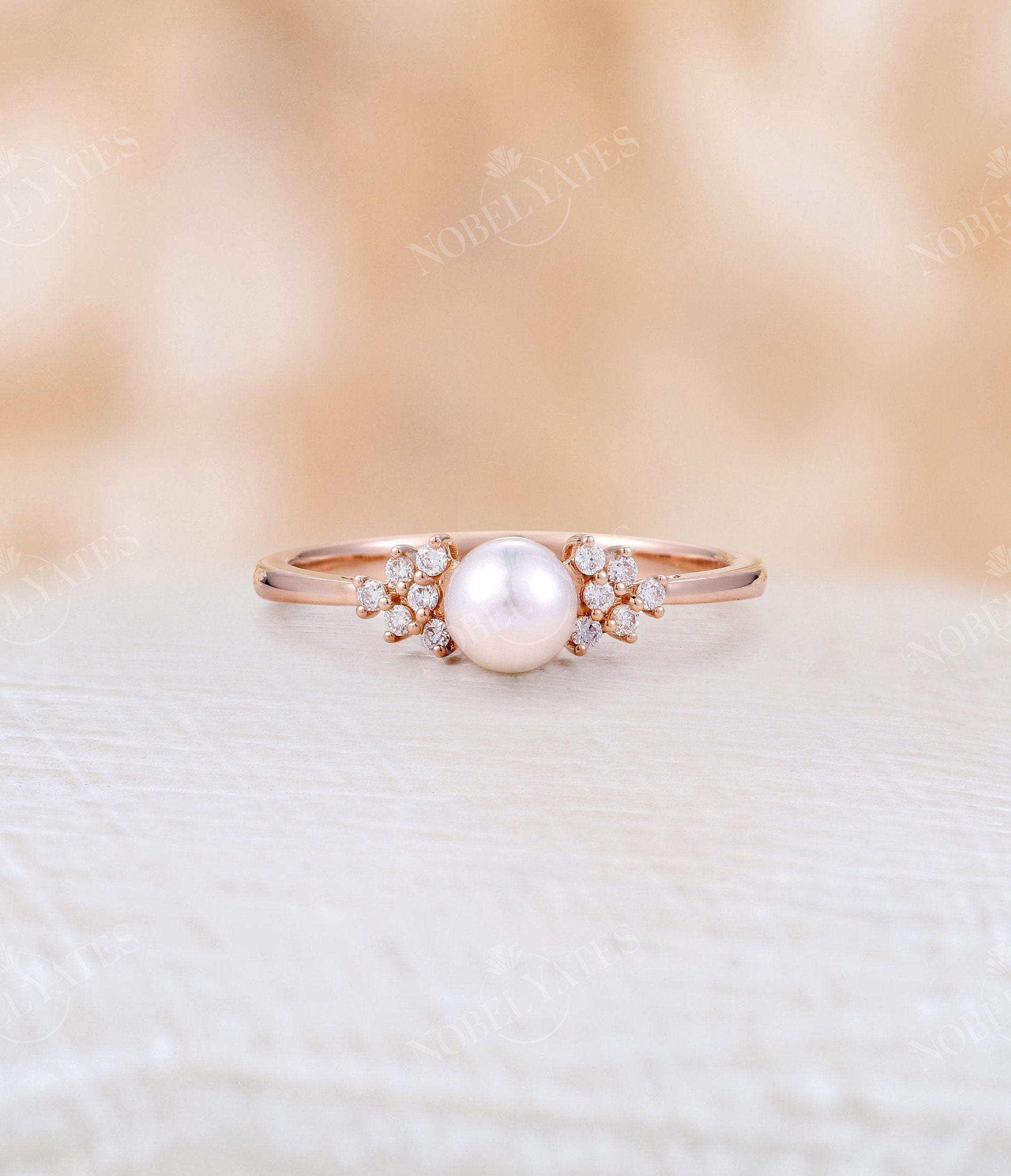 Akoya Pearl Engagement Ring Rose Gold 