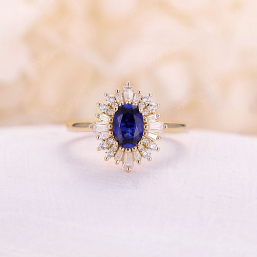 White Sapphire Engagement Ring Rose Gold Halo Diamond /CZ - Etsy