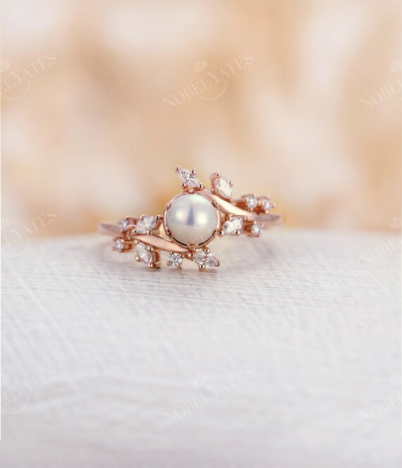 Pearl engagement rings etsy deals