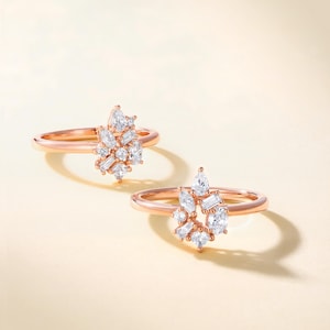 Asymmetric Lab-Grown Diamond Engagement Ring, Solid Gold, Delicate Proposal Ring by NyFineJewelry image 8