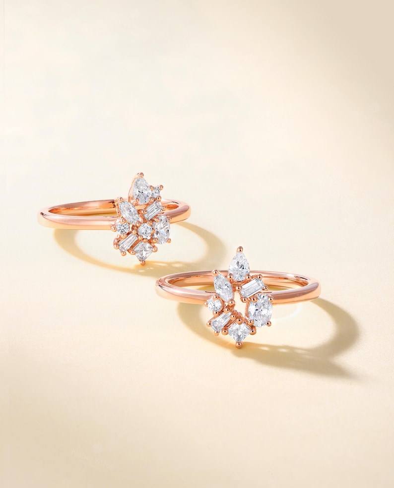 Asymmetric Lab-Grown Diamond Engagement Ring, Solid Gold, Delicate Proposal Ring by NyFineJewelry image 8