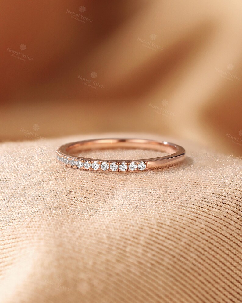 Vintage Marquise Lab-Grown Diamond Engagement Ring Set,Half Eternity Wedding Ring Set,2Pcs 18K Gold Ring,Halo Floral Design Ring Fiancé Ring image 12