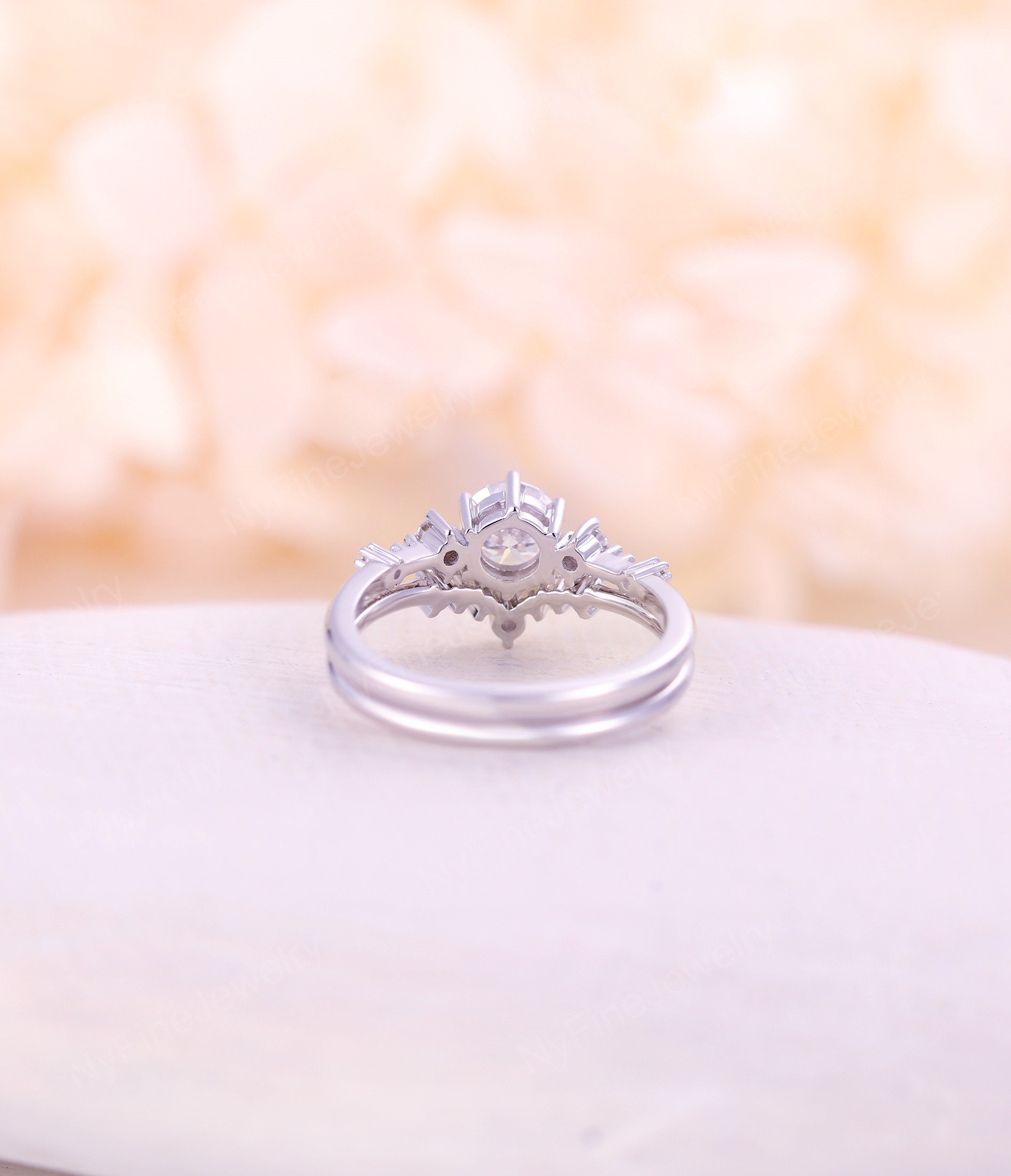 5mm Moissanite Engagement Ring Vintage Unique Diamond Cluster | Etsy