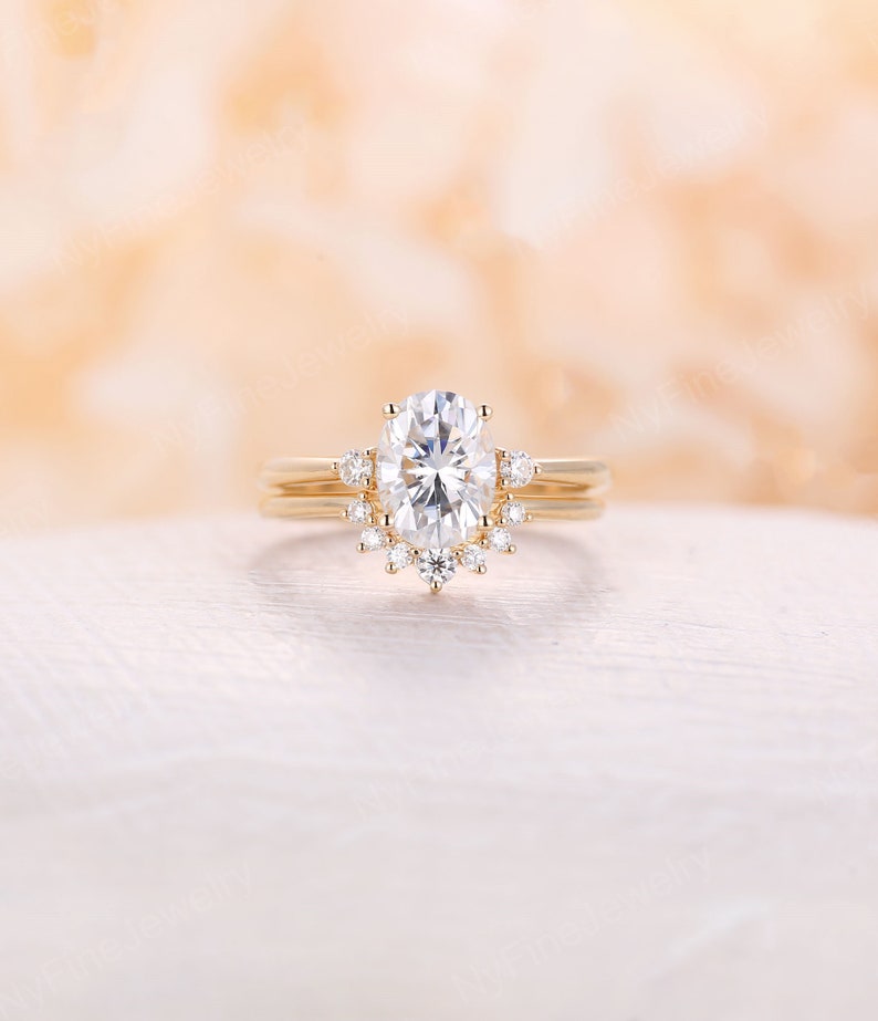 Oval Moissanite Engagement Ring Yellow Gold Engagement Ring Etsy