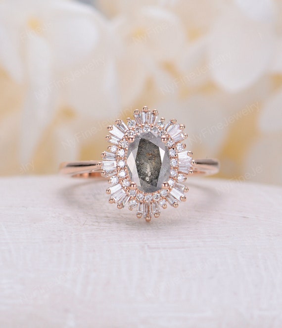 Vintage Salt And Pepper Diamond Engagement Ring Diamond 14k Etsy Vintage Salt And Pepper Diamond Engagement Ring Diamond 14k Etsy