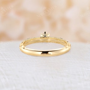 Vintage round shaped moissanite engagement ring Antique rose gold Milgrain ring Delicate Half eternity ring wedding promise Anniversary ring image 8