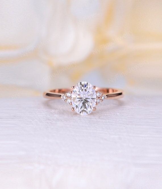 Vintage Moissanite Engagement Ring Rose Gold Engagement Ring Etsy Vintage Moissanite Engagement Ring Rose Gold Engagement Ring Etsy
