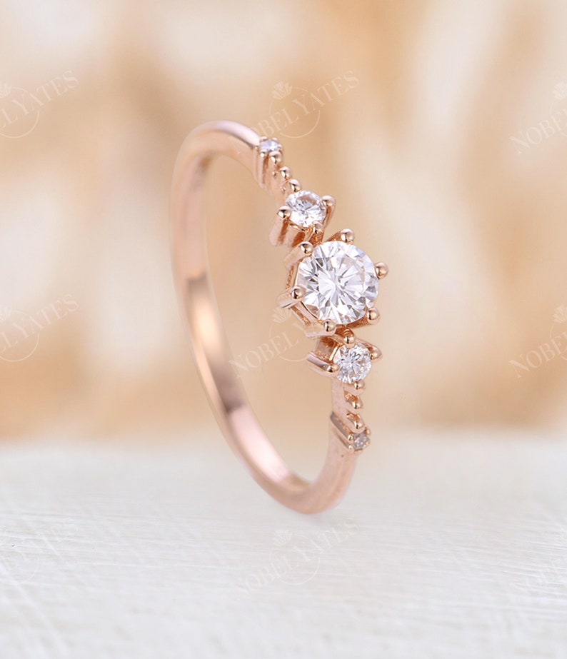 Natural Diamond Engagement Ring Rose Gold Vintage Diamond - Etsy