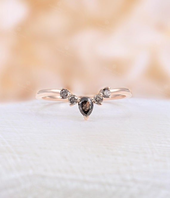 Buy Rose Gold Salt and Pepper Diamond Curved Wedding Band, Unique