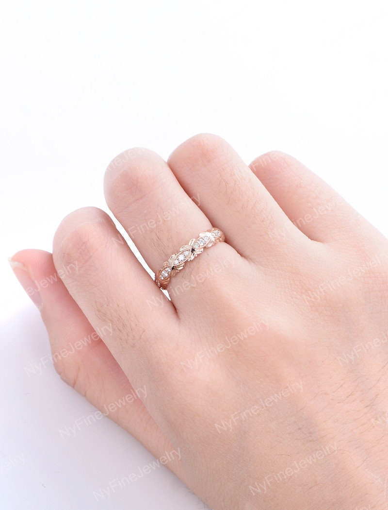 Unique Diamond Ring Rose gold wedding Ring Flower Antique Etsy