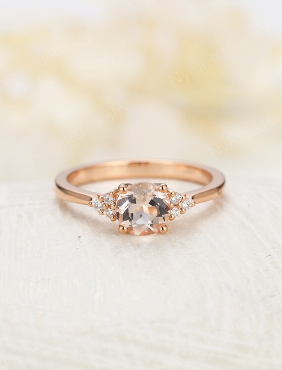 Peach pink morganite engagement deals ring