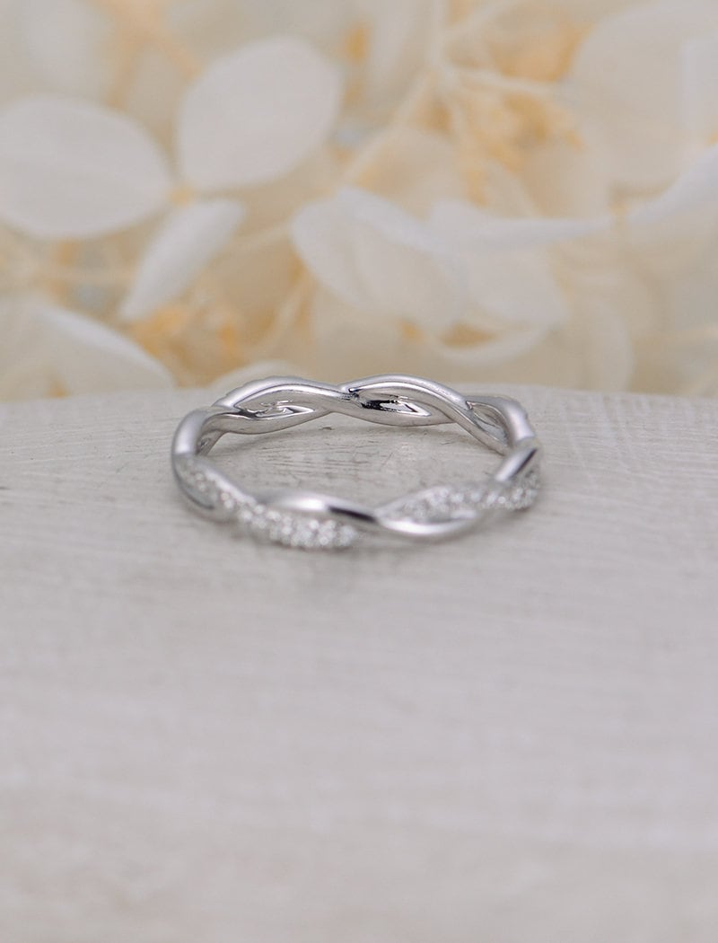 Infinity Wedding Band White Gold Diamond Full Eternity Band - Etsy