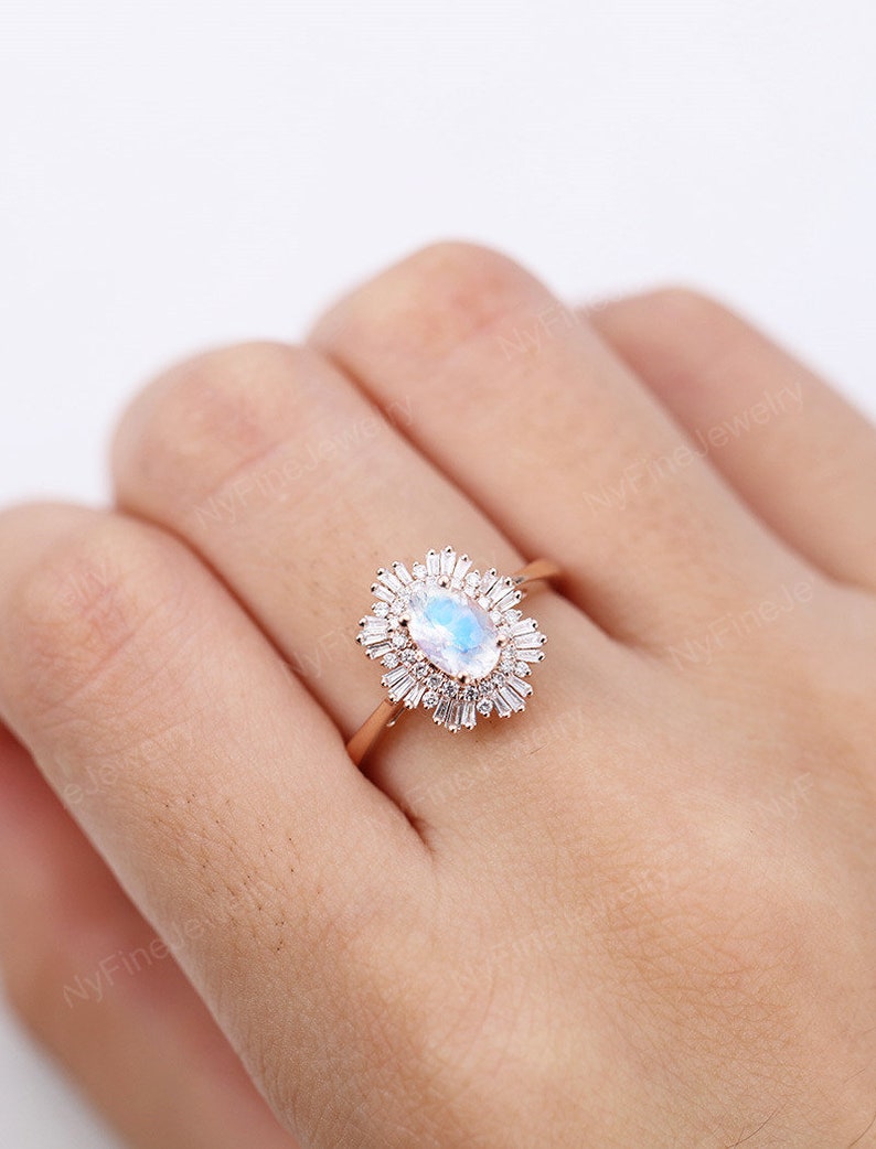 Vintage Inset Blue Moonstone Ring main image 1