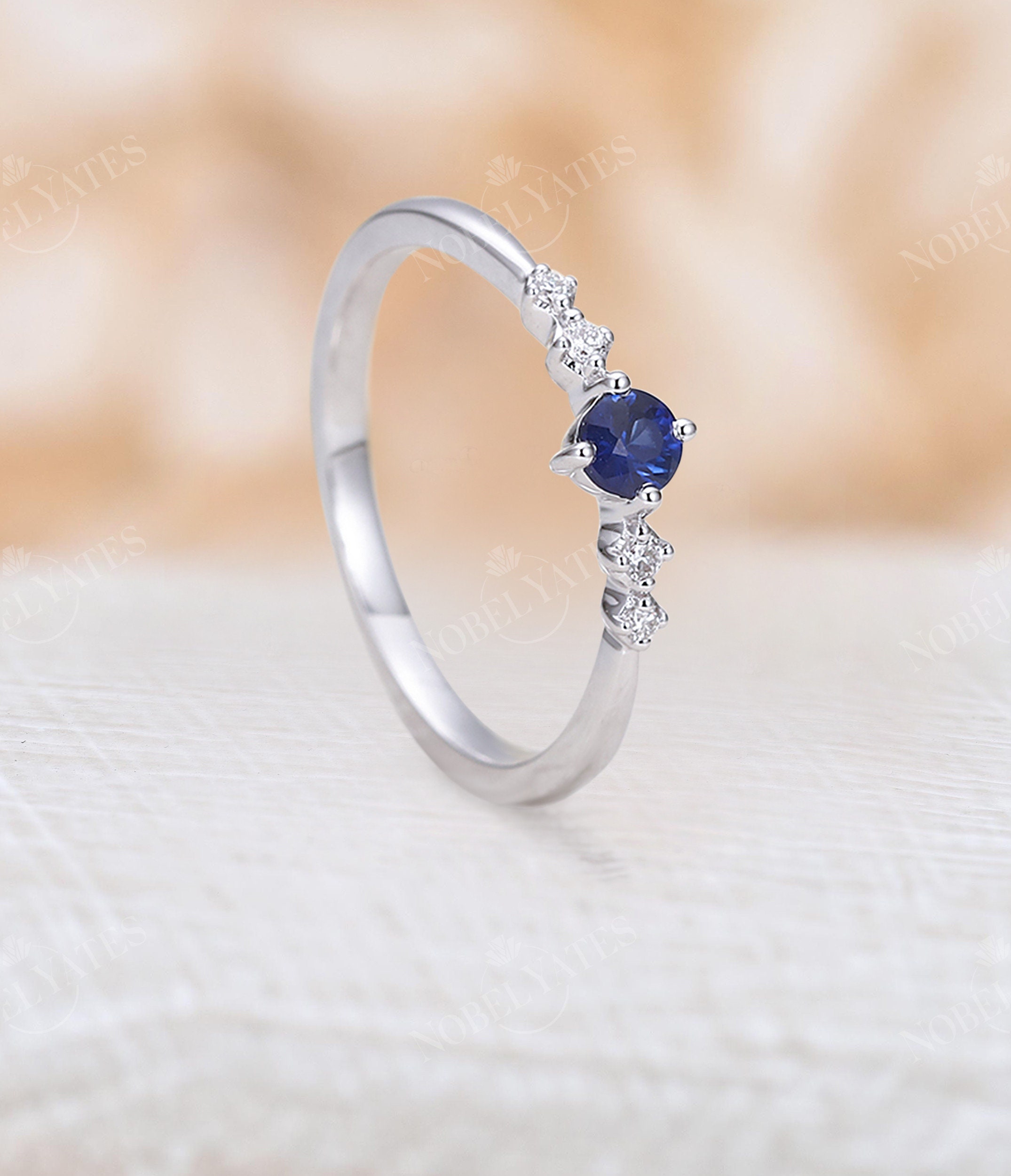 Sapphire Engagement Ring White Gold Unique Art Deco Diamond - Etsy