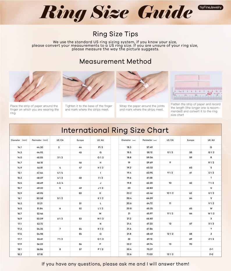 the ring size guide for the ring size guide