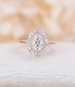 Vintage Moissanite engagement ring art deco starburst ring solid rose Gold ring CZ diamond ring baguette cut ring Oval cut prong set ring 