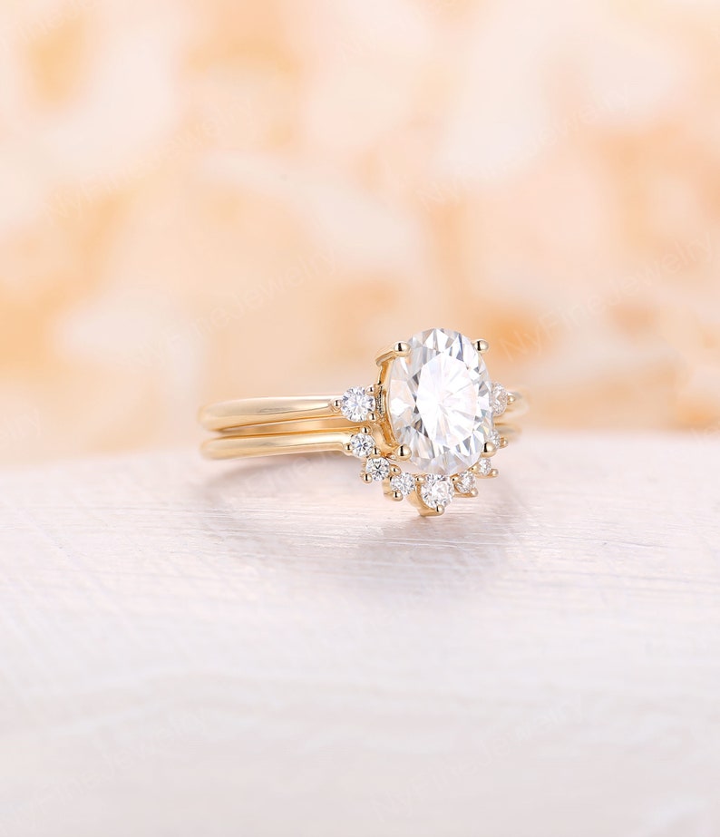 Oval Moissanite Engagement Ring Yellow Gold Engagement Ring Etsy