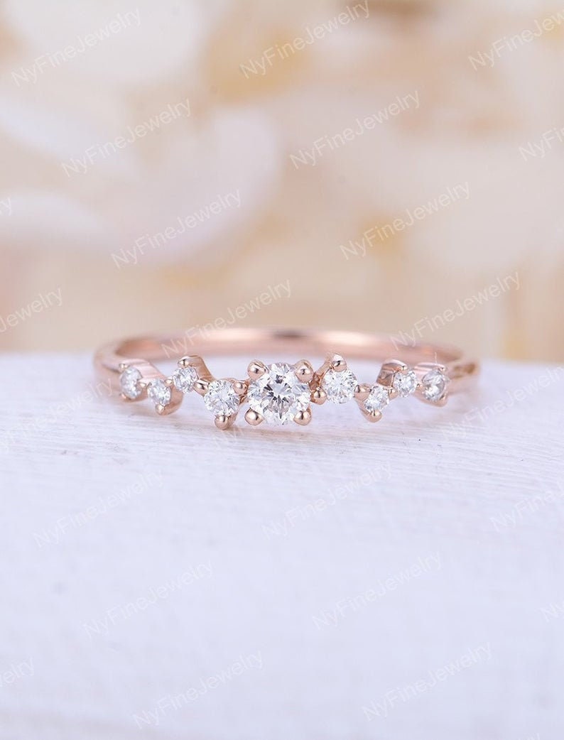 Vintage Engagement Ring White Gold Diamond Cluster Twig Ring Etsy