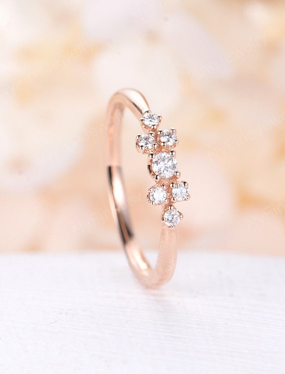 Unique engagement ring Rose gold engagement ring Cluster | Etsy