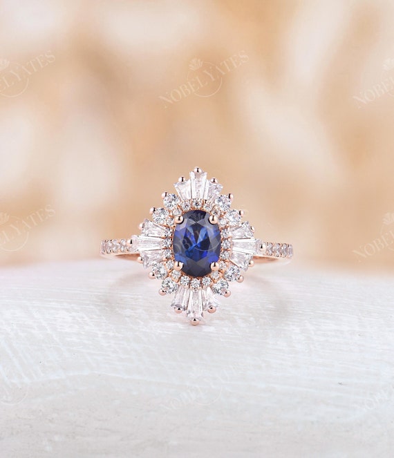 Vintage Floral Sapphire Engagement Ring - Abhika Jewels