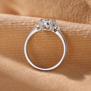 Classic Three Stones Engagement Ring,Lab Grown Diamond Wedding Ring, 18K Rose Gold Ring, Custom Bridal Ring, Delicate Fine Jewelry for Her image 6