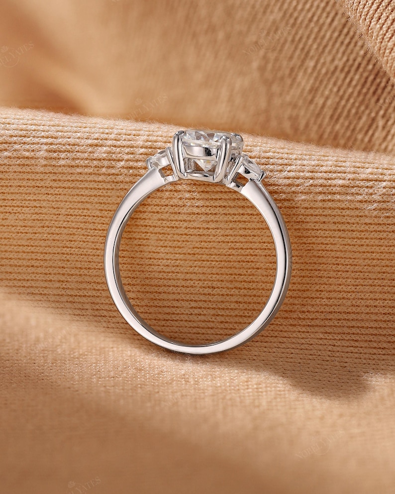 Classic Three Stones Engagement Ring,Lab Grown Diamond Wedding Ring, 18K Rose Gold Ring, Custom Bridal Ring, Delicate Fine Jewelry for Her image 6