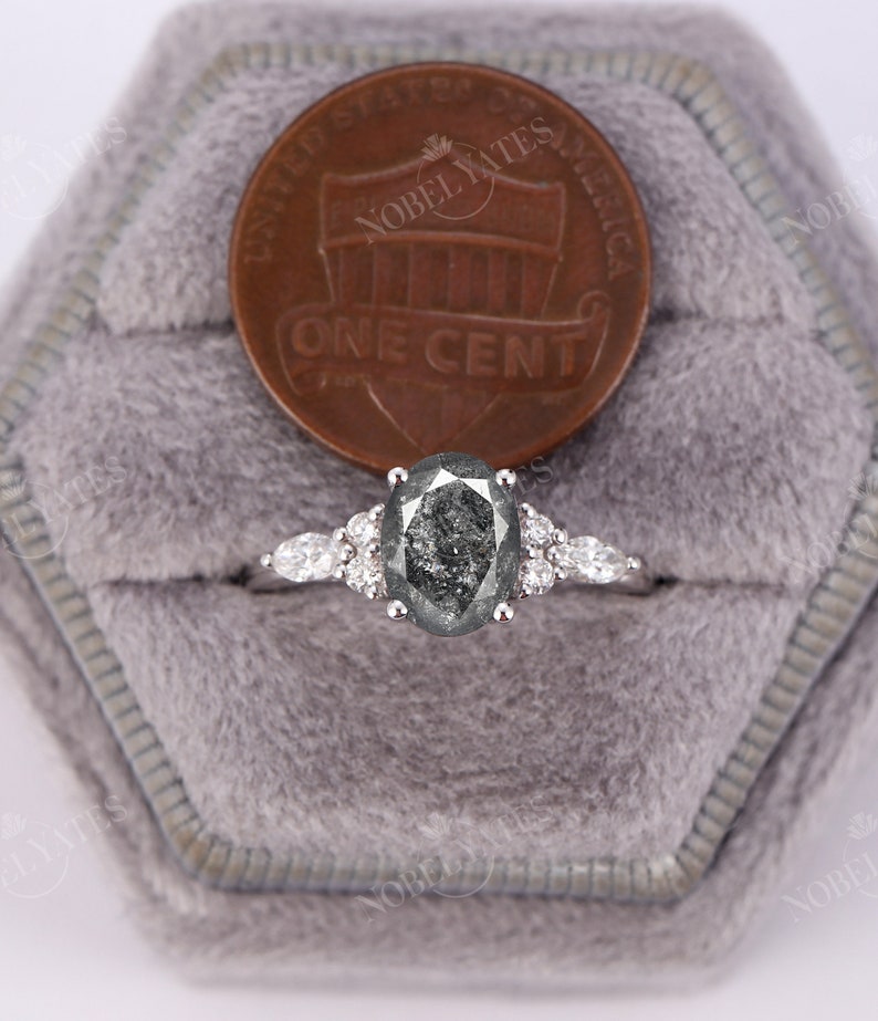 Salt and Pepper Diamond Engagement Ring White Gold Engagement Etsy