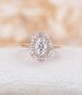 Vintage engagement ring Forever One moissanite ring rose gold halo diamond Oval C&C moissanite Antique wedding Unique Anniversary ring 