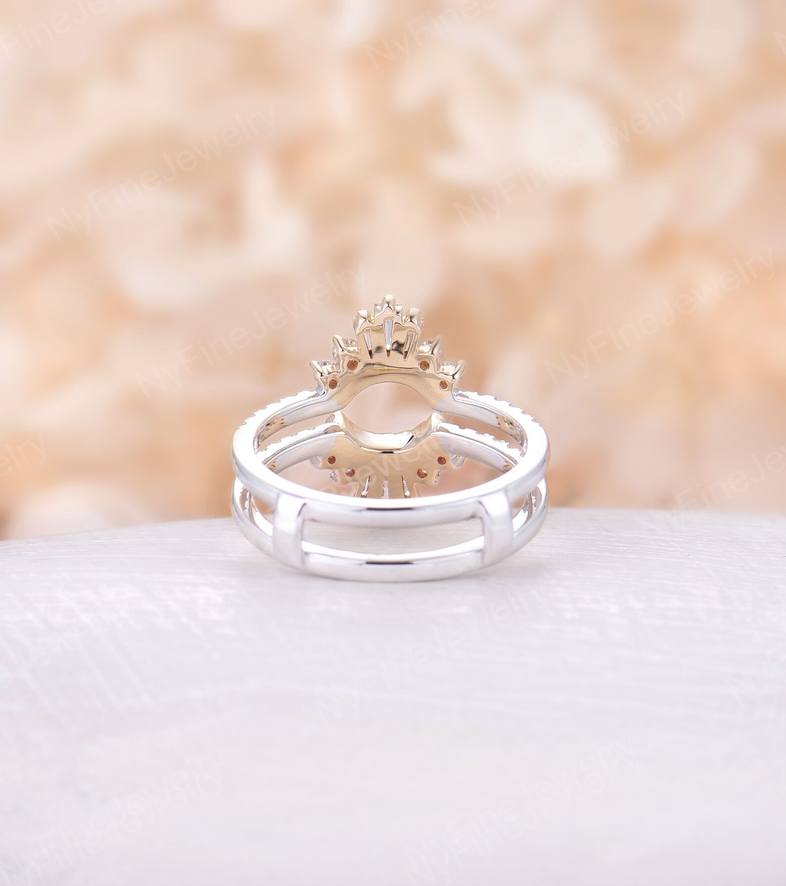 Art Deco Ring Enhancer Diamond CZ Wedding Band Unique Baguette Etsy