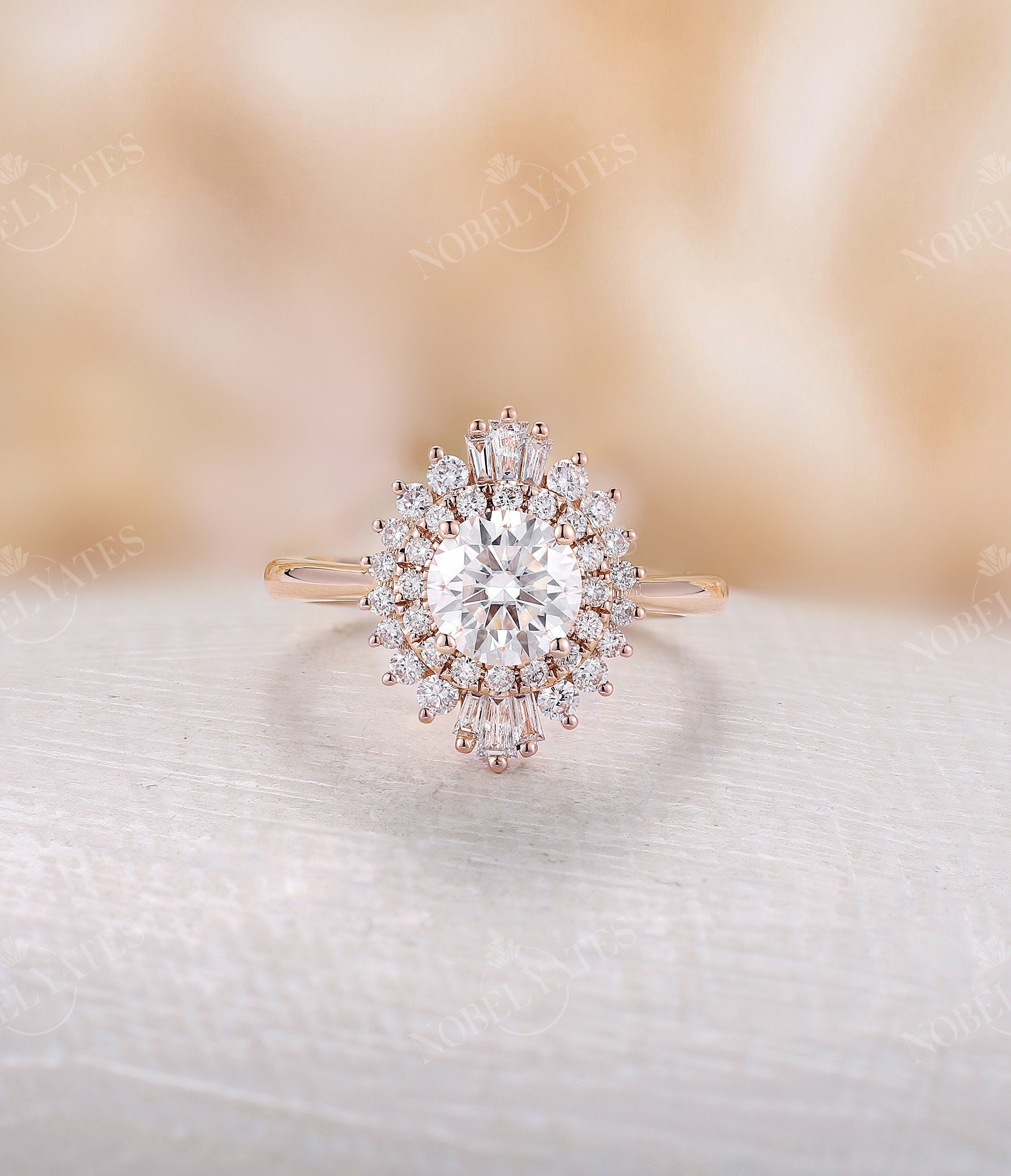 ヴィンテージモアッサナイトのエンゲージリング、18Kゴールドの結婚 