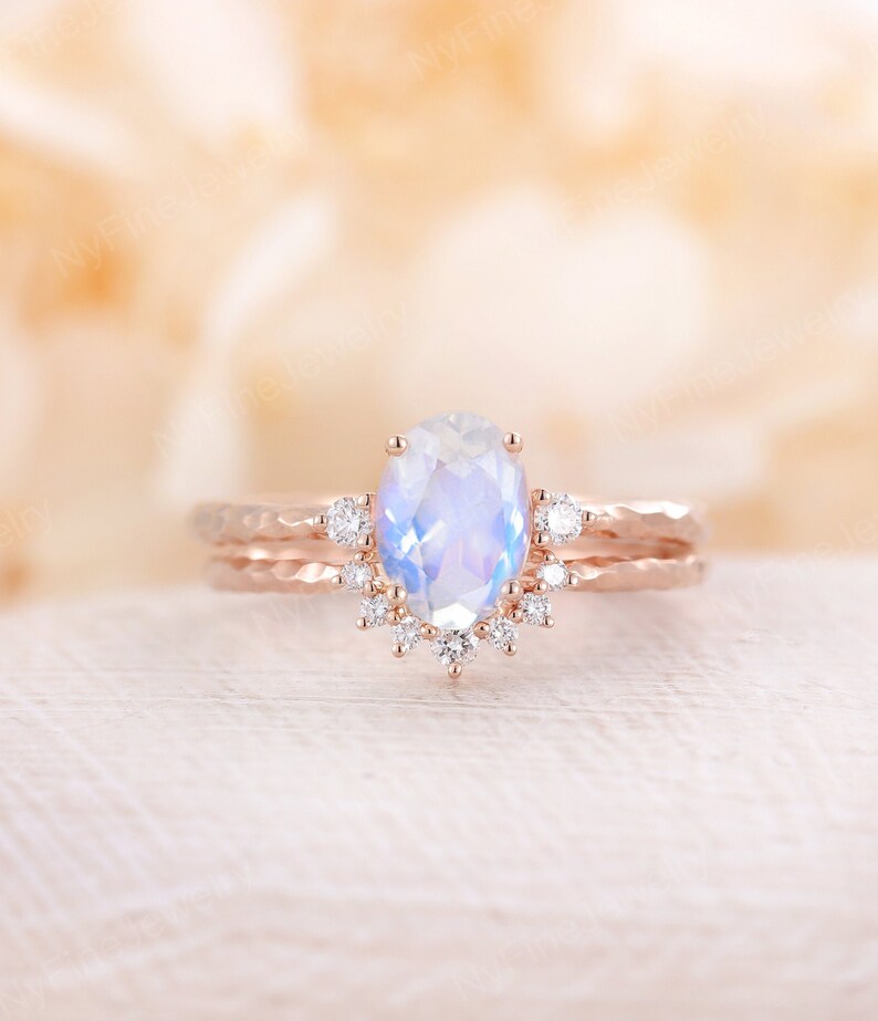 moonstone engagement ring set