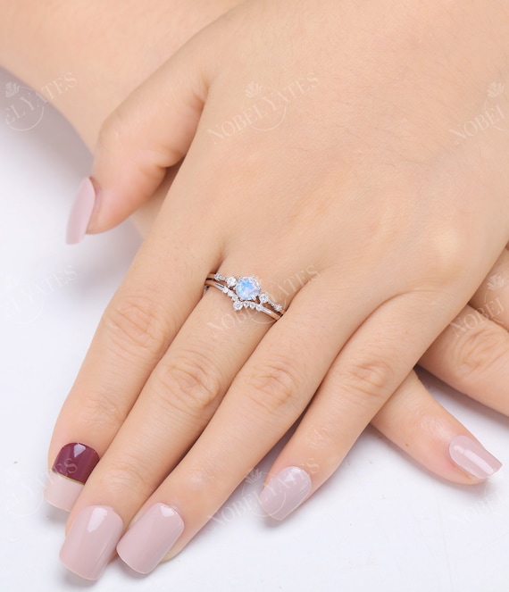 2 Carat Genuine Moonstone 14K White Gold Engagement. Eternity Ring. Se -  Giliarto