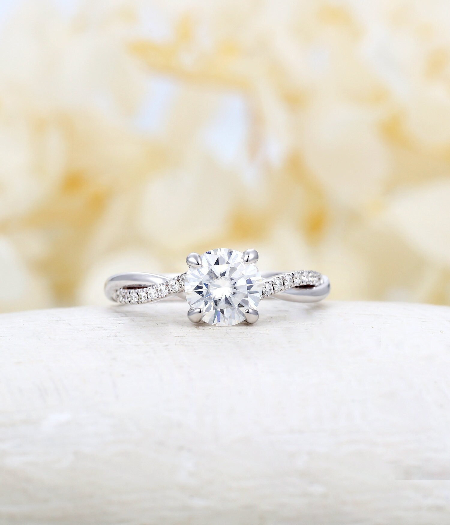 Forever a Moissanite engagement ring white gold unique image 0
