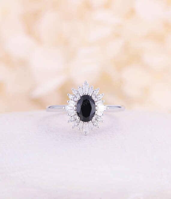 Vintage Engagement Ring Oval Cut Black Onyx Engagement Ring Etsy Vintage Engagement Ring Oval Cut Black Onyx Engagement Ring Etsy