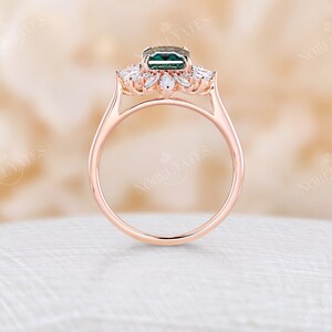 Art Deco Emerald Cut Lab Green Sapphire Engagement Ring - Etsy