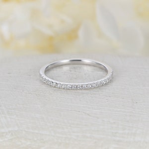 Rose Gold Straight Wedding Band Diamond Ring Bridal Half | Etsy