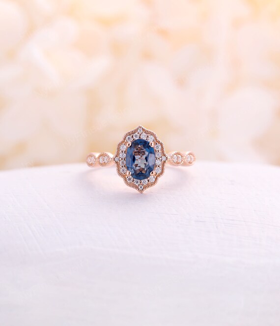 London Blue Topaz Engagement Ring Vintage Engagement Ring | Etsy