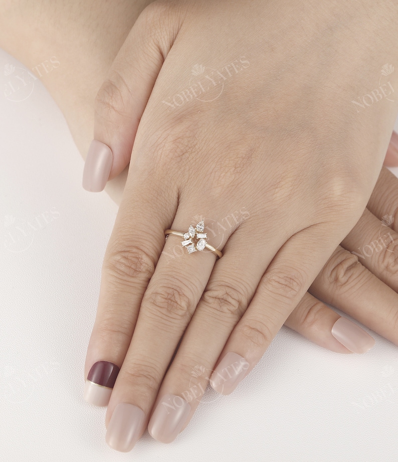 Asymmetric Lab-Grown Diamond Engagement Ring, Solid Gold, Delicate Proposal Ring by NyFineJewelry image 6