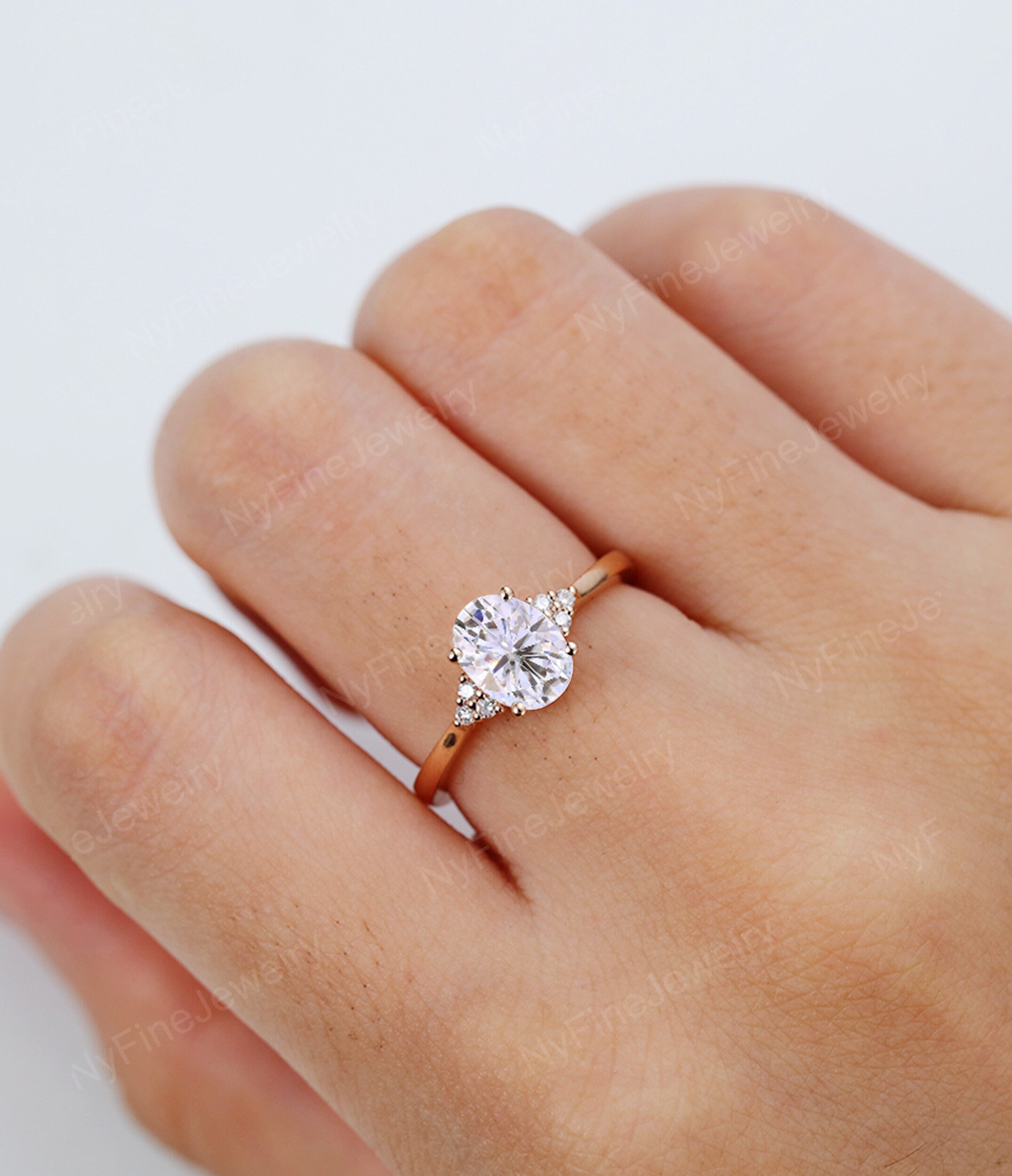 Vintage Moissanite Engagement Ring Art Deco Rose Gold Ring Etsy Canada