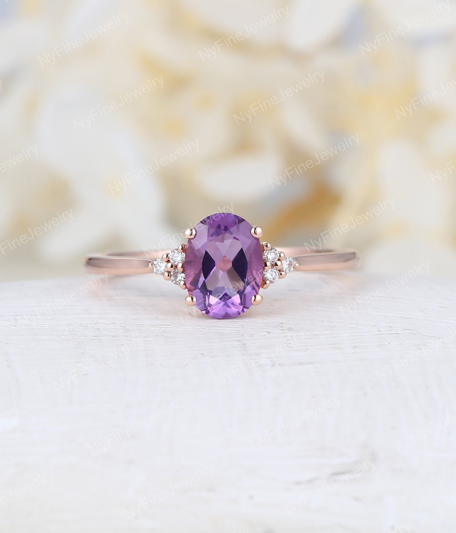 Amethyst Engagement Ring Rose Gold Engagement Ring Vintage Etsy Uk