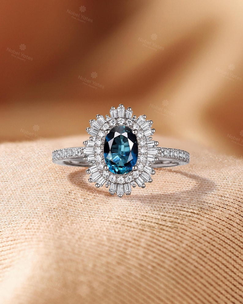 Pierścionek zaręczynowy z owalnym diamentem w stylu art déco, obrączka ślubna z podwójnym diamentem, pierścionek z półwiecznością, pierścionek ze złota 18-karatowego, pierścionek ślubny z moissanitem dla kobiet zdjęcie 14