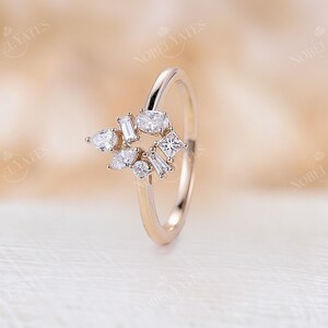 Asymmetric Lab-Grown Diamond Engagement Ring, Solid Gold, Delicate Proposal Ring by NyFineJewelry image 4