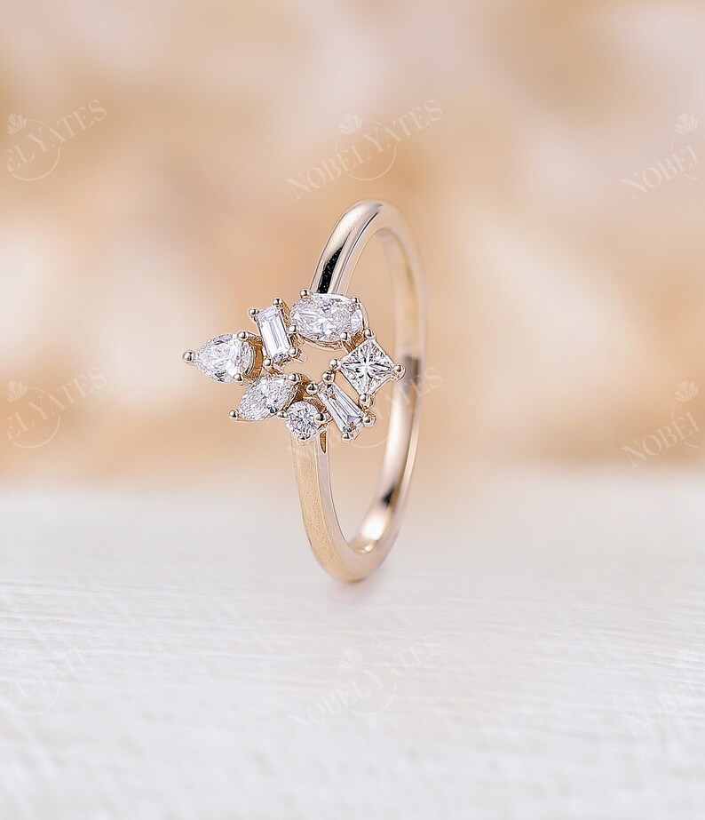 Asymmetric Lab-Grown Diamond Engagement Ring, Solid Gold, Delicate Proposal Ring by NyFineJewelry image 4