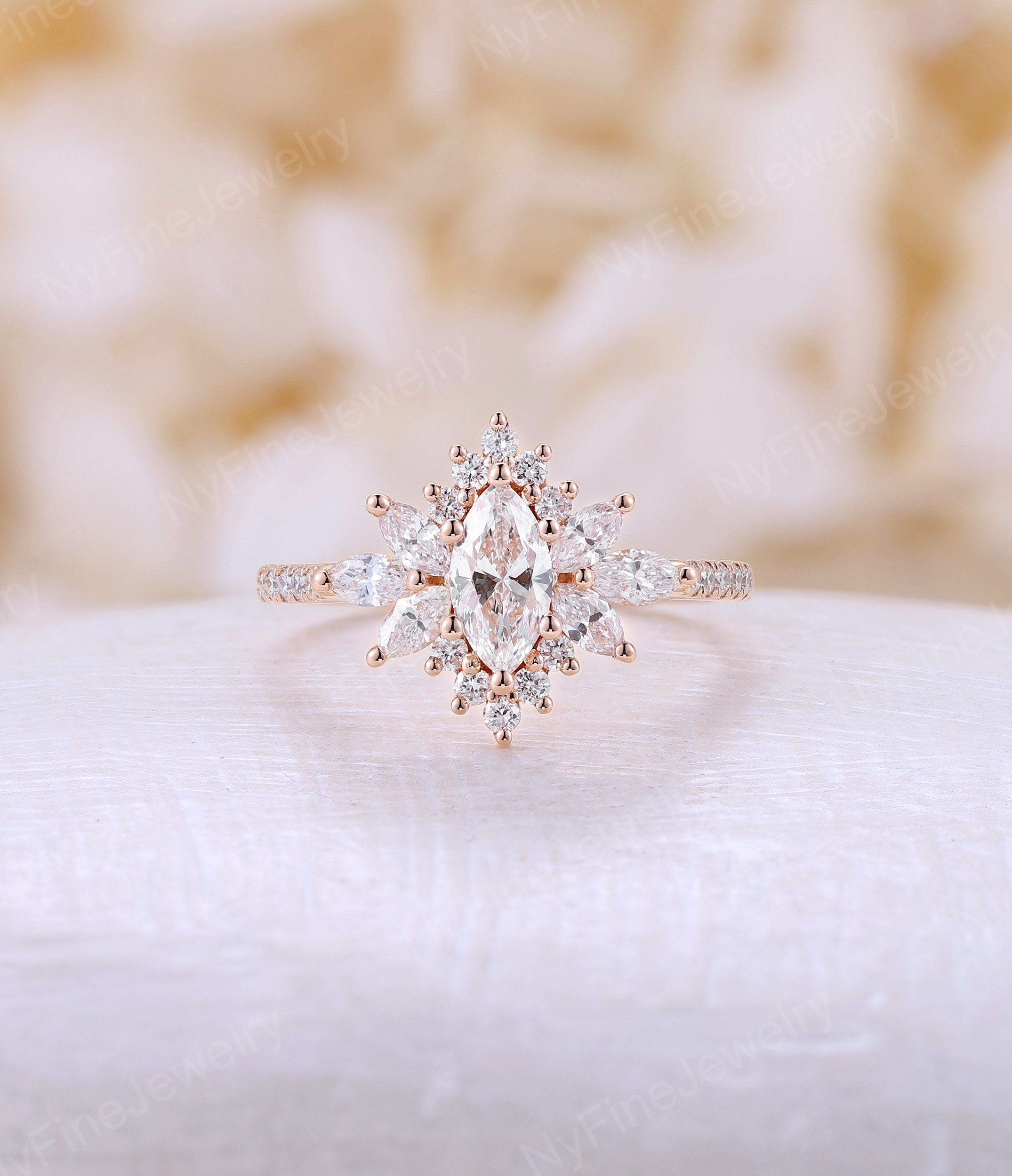 Buy Moissanite Engagement Ring Vintage Art Deco Diamond Halo Buy Moissanite Engagement Ring Vintage Art Deco Diamond Halo